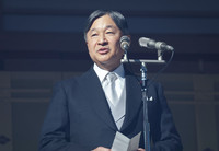 Emperor Naruhito delivers his New Year's address to the public at the Imperial Palace in Tokyo on Thursday.