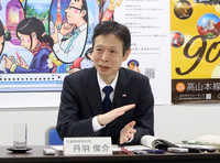 JR Tokai President Shunsuke Niwa answers questions in a media interview in Nagoya on Dec. 18, 2024.