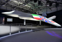 A new concept model of the next-generation fighter jet under joint development by Japan, Britain and Italy, put on display in Farnborough, Hampshire, Britain, in July 2024