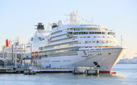 The Mitsui Ocean Fuji is moored at a pier in Tokyo's Koto Ward on Dec. 7, 2024.