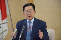 Takuya Tasso, governor of Iwate Prefecture, northeastern Japan, speaks in an interview at the prefectural government office in Morioka on Tuesday.