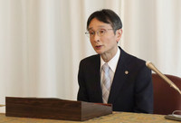 Yukihiko Imasaki, chief justice of Japan's Supreme Court, holds a press conference in Tokyo ahead of the country's Constitution Day on Saturday.
