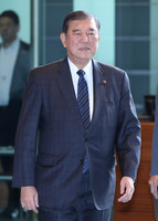 Japanese Prime Minister Shigeru Ishiba entering the prime minister's office in Tokyo on Friday