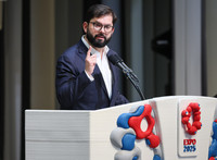 Chilean President Gabriel Boric addresses the