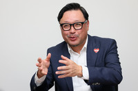 Taku Murayama speaks in an interview in Osaka's Konohana Ward on Tuesday ahead of taking office as new USJ president.