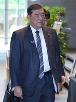 Prime Minister Shigeru Ishiba entering the prime minister's office in Tokyo on Tuesday