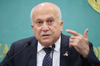 Palestinian Economy Minister Mohammed Al-Amour speaks at the Japan National Press Club in Tokyo on Tuesday.