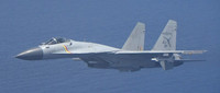 A Chinese J-15 fighter jet that flew abnormally close to an MSDF aircraft over the Pacific Ocean on Sunday (From the website of the Japanese Defense Ministry)