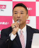 Taro Yamamoto, leader of opposition party Reiwa Shinsengumi, in an interview at the Diet building Friday