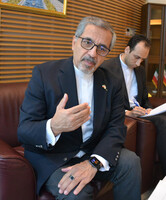 Iranian Ambassador to Japan Peiman Seadat speaks in an interview with Jiji Press in Tokyo's Minato Ward on Thursday.
