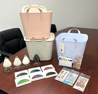 Daily items made from discarded CDs and DVDs, in Sagamihara in May