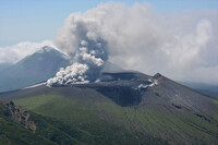 The Shinmoedake volcano in the Kirishima mountain range, located on the border between the prefectures of Miyazaki and Kagoshima, continues to erupt, on the morning of June 28.