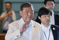 Japanese Prime Minister Shigeru Ishiba enters his office in Tokyo's Nagatacho district on Tuesday.