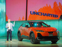 Subaru unveils a new electric SUV in New York on Thursday.