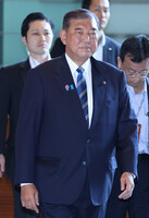 Prime Minister Shigeru Ishiba enters the prime minister's office on Tuesday.