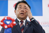 Japanese economic revitalization minister Ryosei Akazawa, who serves as the country's chief negotiator on tariff issues with the United States, in the western Japan city of Osaka on Saturday