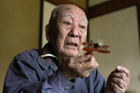 Kunitake Toriya, a former serviceman, discusses his service in a suicide pilot unit and his postwar internment in Siberia during an interview in Saga on May 9.