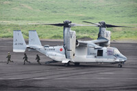 A Ground Self-Defense Force Osprey transport aircraft pictured in Shizuoka Prefecture on June 8