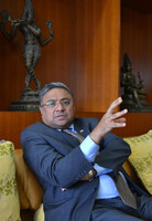 Indian Ambassador to Japan Sibi George speaks in an interview with Jiji Press in Tokyo on Aug. 1