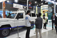 Toyota Tsusho's booth at a business event held on the sidelines of the Ninth Tokyo International Conference on African Development, or TICAD 9, in Yokohama, Kanagawa Prefecture, on Friday